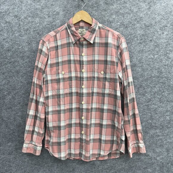 J. Crew Men's Button Up Casual Shirt, 100% Cotton Flannel, Pink Plaid, Size M - Picture 1 of 11